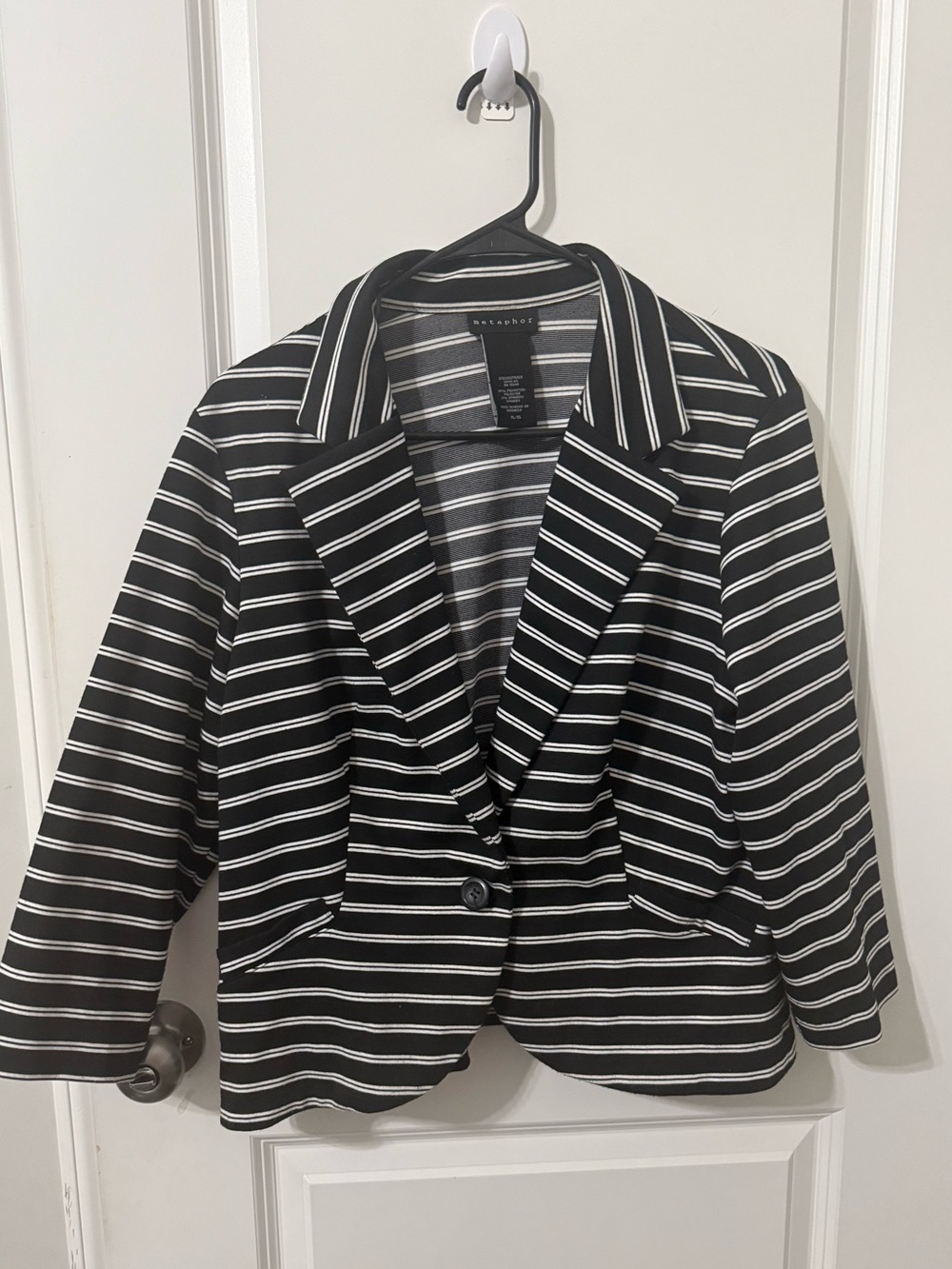 metaphor Black & White Striped knit Blazer Classic Tailored Jacket XL